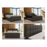 Łóżko kontynentalne - ALTIVO KING DUO - 120x200 - H4 - szary, ekoskóra