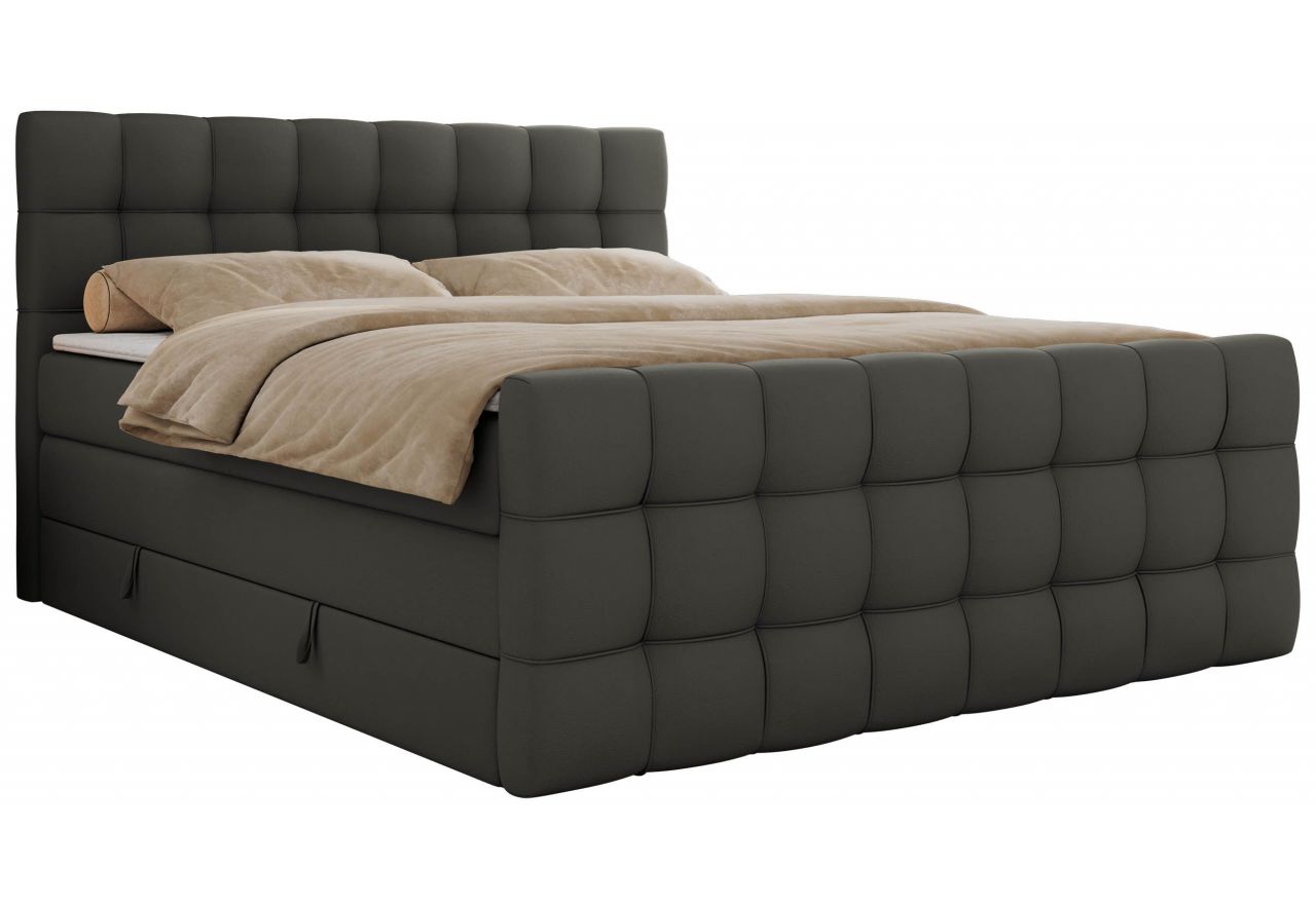 Łóżko kontynentalne - ALTIVO KING DUO - 160x200 - H4 - szary, ekoskóra