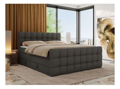 Łóżko kontynentalne - ALTIVO KING DUO - 180x200 - H4 - szary, ekoskóra