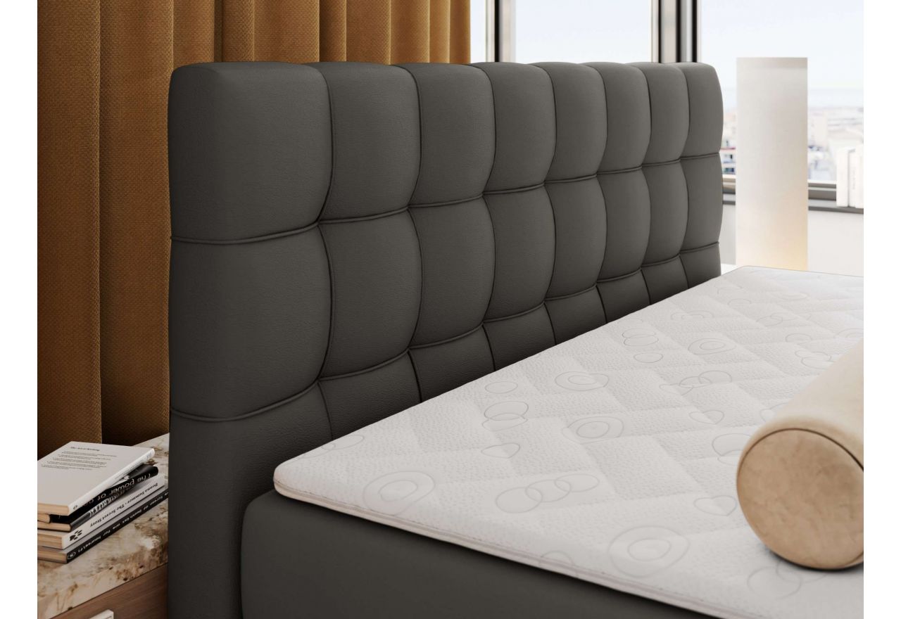 Łóżko kontynentalne - ALTIVO KING DUO - 200x200 - H4 - szary, ekoskóra