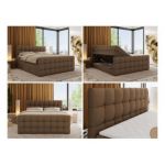 Łóżko kontynentalne - ALTIVO KING DUO - 160x200 - H3 - brązowy, ekoskóra