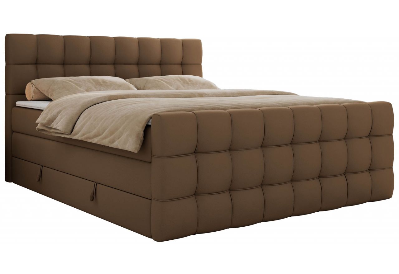 Łóżko kontynentalne - ALTIVO KING DUO - 180x200 - H3 - brązowy, ekoskóra