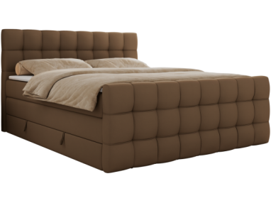 Łóżko kontynentalne - ALTIVO KING DUO - 160x200 - H4 - brązowy, ekoskóra
