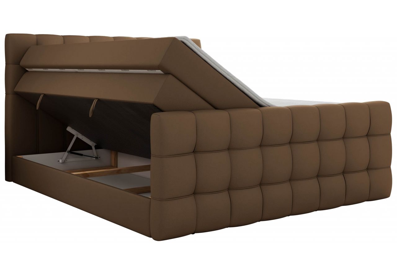 Łóżko kontynentalne - ALTIVO KING DUO - 160x200 - H4 - brązowy, ekoskóra