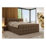 Łóżko kontynentalne - ALTIVO KING DUO - 200x200 - H4 - brązowy, ekoskóra