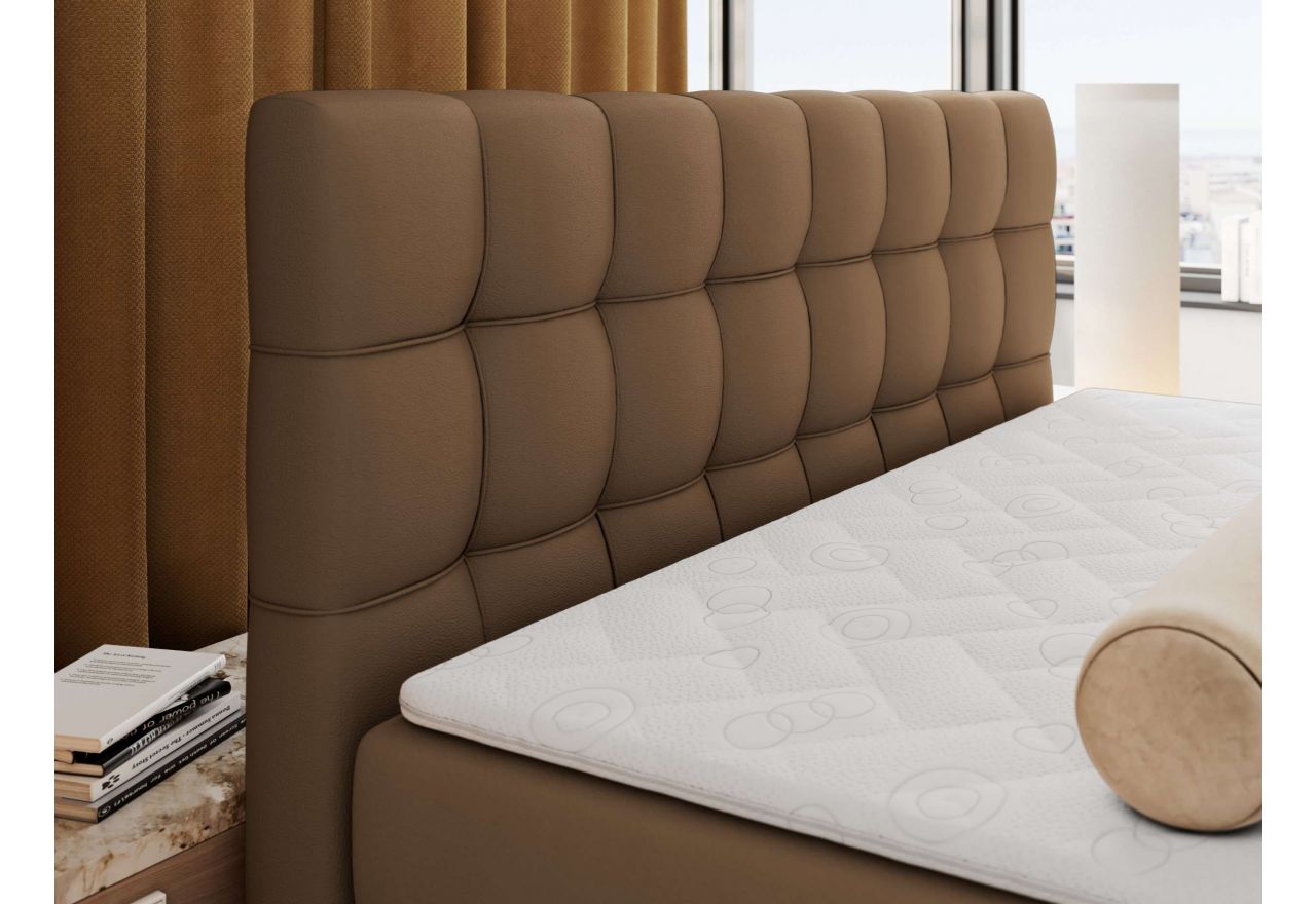 Łóżko kontynentalne - ALTIVO KING DUO - 200x200 - H4 - brązowy, ekoskóra