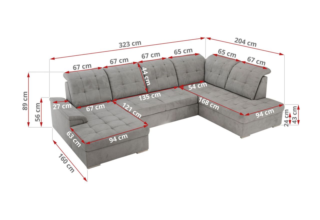 Narożnik MADRITO U - Monolith 84 - jasny szary - OUTETLU