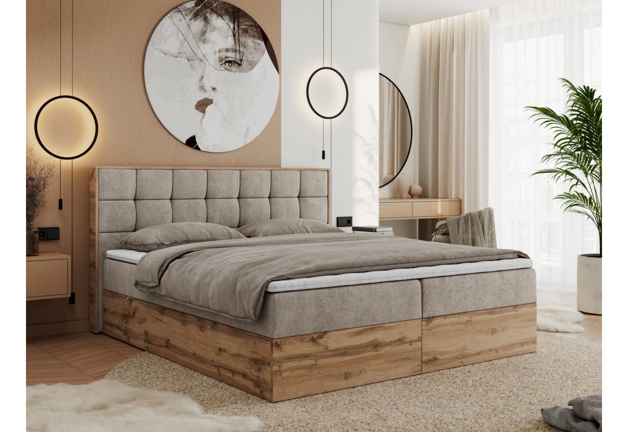 Łóżko kontynentalne ALBERO 1 180x200 - Matana 17 - beżowy - OUTLET