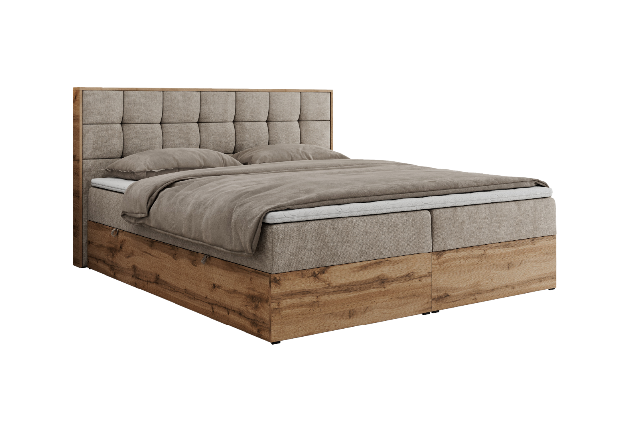 Łóżko kontynentalne ALBERO 1 180x200 - Matana 17 - beżowy - OUTLET