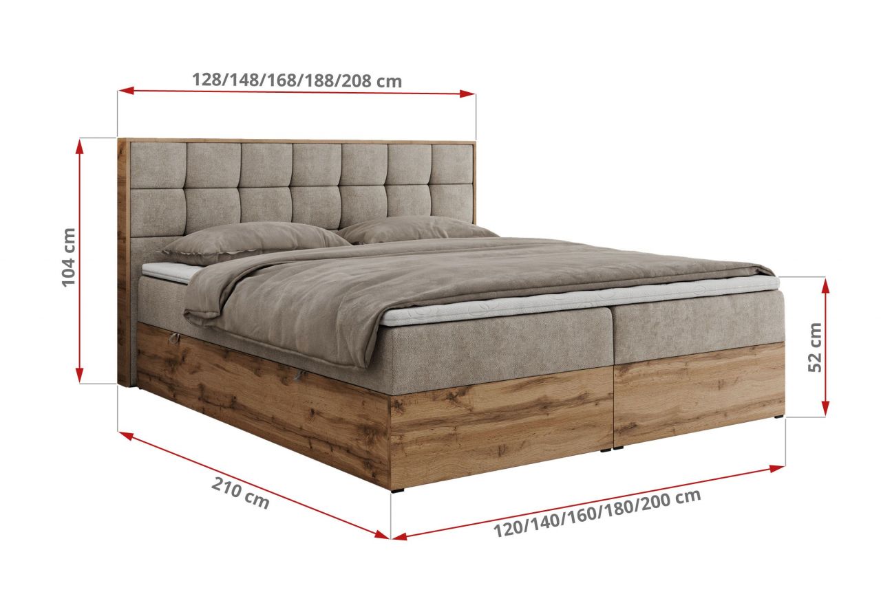 Łóżko kontynentalne ALBERO 1 180x200 - Matana 17 - beżowy - OUTLET