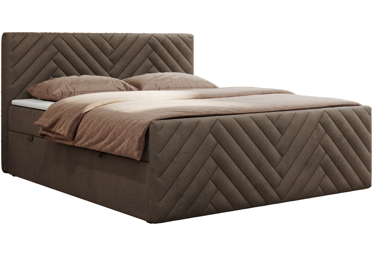 Łóżko kontynentalne PARIS DUO 200x200 - Monolith 15 - brązowy - OUTLET