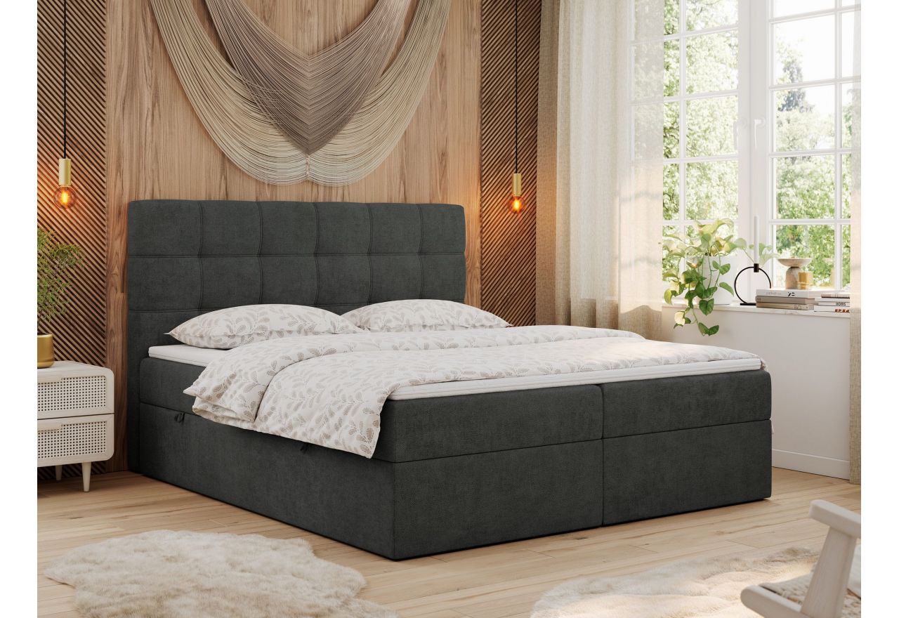 Łóżko kontynentalne ERNI 120x200 - Matana 05 - ciemny szary - OUTLET