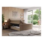 Łóżko kontynentalne KING DOREN 200x200 - Soft 34 - brązowa ekoskóra - OUTLET