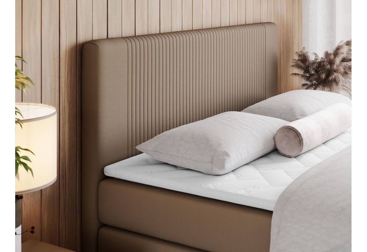 Łóżko kontynentalne KING DOREN 200x200 - Soft 34 - brązowa ekoskóra - OUTLET