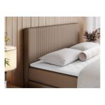 Łóżko kontynentalne KING DOREN 200x200 - Soft 34 - brązowa ekoskóra - OUTLET