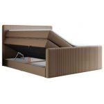 Łóżko kontynentalne KING DOREN 200x200 - Soft 34 - brązowa ekoskóra - OUTLET