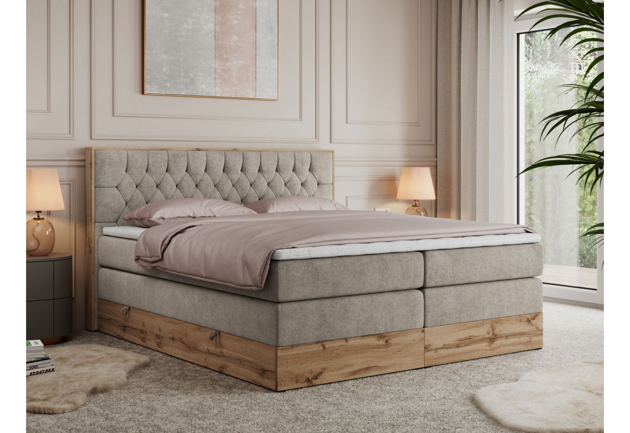Łóżko kontynentalne AMORE KING 180x200 - Matana 17 - beżowy - OUTLETU