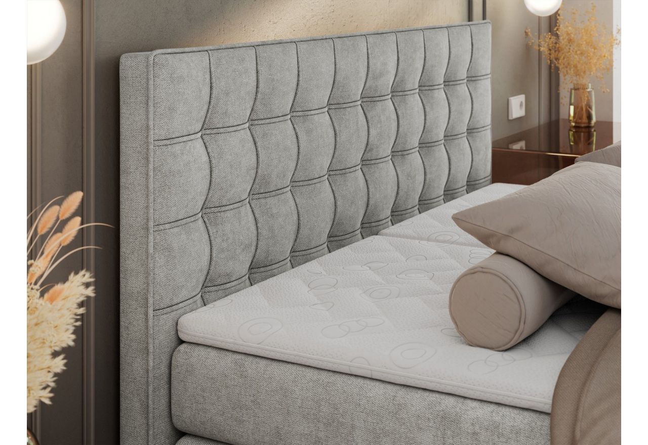 Łóżko kontynentalne, elektrycznie sterowane z pilota - ELECTRO 200x200 - H4 - jasnoszary, struktura