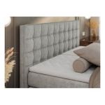 Łóżko kontynentalne, elektrycznie sterowane z pilota - ELECTRO 200x200 - H4 - jasnoszary, struktura