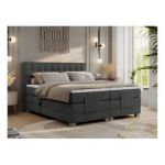 Łóżko kontynentalne, elektrycznie sterowane z pilota - ELECTRO 160x200 - H4 - ciemnoszary, struktura