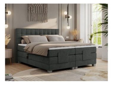 Łóżko kontynentalne, elektrycznie sterowane z pilota - ELECTRO 180x200 - H4 - ciemnoszary, struktura