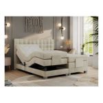 Łóżko kontynentalne, elektrycznie sterowane z pilota - ELECTRO 160x200 - H4 - beżowy, welwet