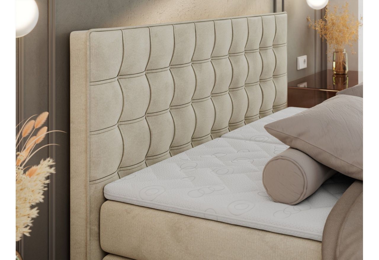 Łóżko kontynentalne, elektrycznie sterowane z pilota - ELECTRO 180x200 - H4 - beżowy, welwet