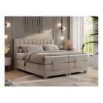 Łóżko kontynentalne, elektrycznie sterowane z pilota - ELECTRO 160x200 - H4 - beżowy, struktura