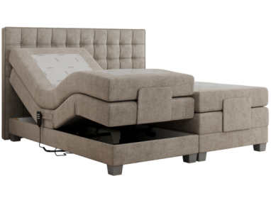 Łóżko kontynentalne, elektrycznie sterowane z pilota - ELECTRO 180x200 - H4 - beżowy, struktura