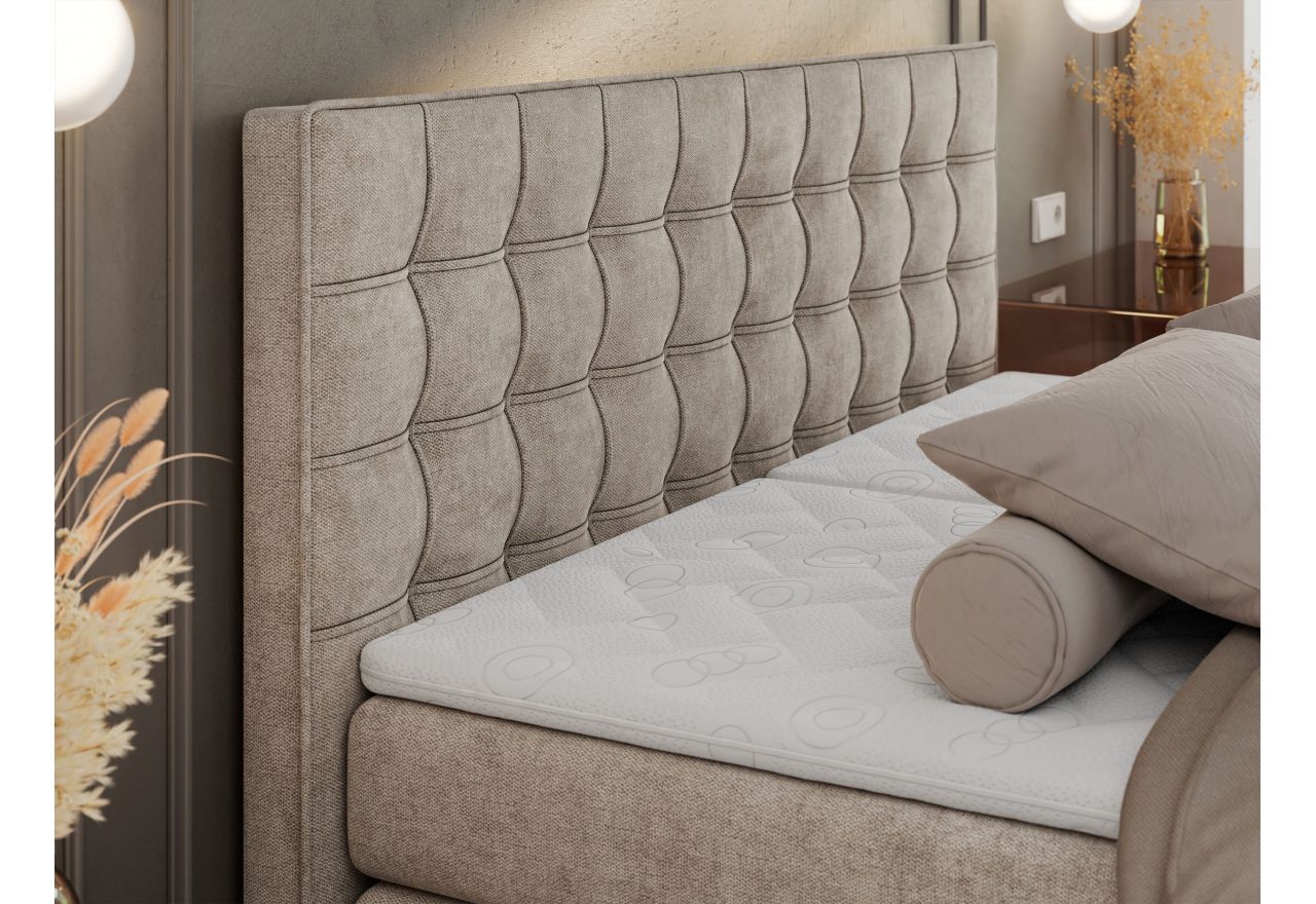 Łóżko kontynentalne, elektrycznie sterowane z pilota - ELECTRO 180x200 - H4 - beżowy, struktura