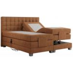 Łóżko kontynentalne, elektrycznie sterowane z pilota - ELECTRO 140x200 - H3 - pomarańczowy, struktura