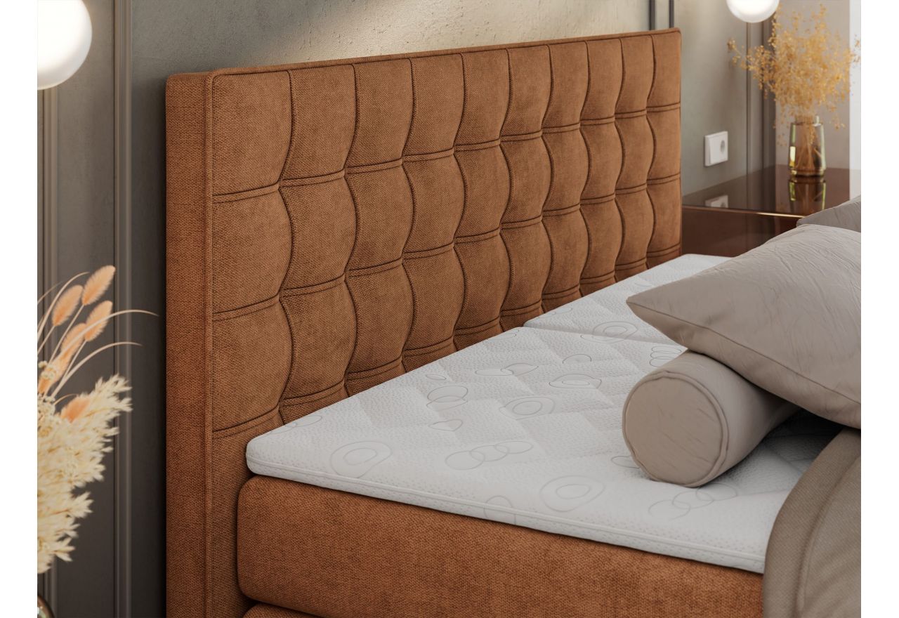 Łóżko kontynentalne, elektrycznie sterowane z pilota - ELECTRO 180x200 - H3 - pomarańczowy, struktura