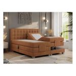 Łóżko kontynentalne, elektrycznie sterowane z pilota - ELECTRO 180x200 - H3 - pomarańczowy, struktura
