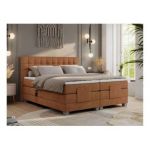 Łóżko kontynentalne, elektrycznie sterowane z pilota - ELECTRO 160x200 - H4 - pomarańczowy, struktura