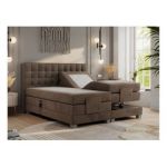 Łóżko kontynentalne, elektrycznie sterowane z pilota - ELECTRO 160x200 - H3 - brązowy, welwet