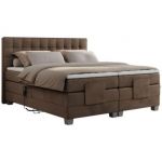 Łóżko kontynentalne, elektrycznie sterowane z pilota - ELECTRO 200x200 - H3 - brązowy, welwet