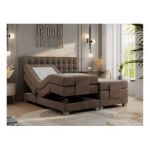 Łóżko kontynentalne, elektrycznie sterowane z pilota - ELECTRO 140x200 - H4 - brązowy, welwet