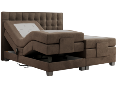 Łóżko kontynentalne, elektrycznie sterowane z pilota - ELECTRO 160x200 - H4 - brązowy, welwet