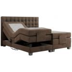 Łóżko kontynentalne, elektrycznie sterowane z pilota - ELECTRO 160x200 - H4 - brązowy, welwet