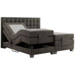 Łóżko kontynentalne, elektrycznie sterowane z pilota - ELECTRO 200x200 - H3 - ciemnoszary, welwet