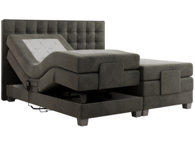 Łóżko kontynentalne, elektrycznie sterowane z pilota - ELECTRO 140x200 - H4 - ciemnoszary, welwet