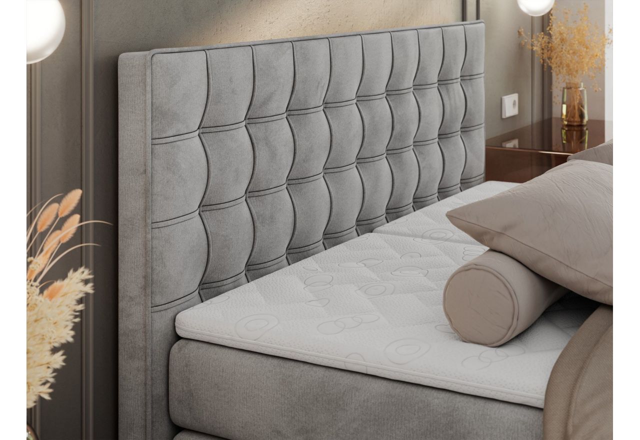 Łóżko kontynentalne, elektrycznie sterowane z pilota - ELECTRO 160x200 - H3 - jasnoszary, welwet