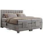 Łóżko kontynentalne, elektrycznie sterowane z pilota - ELECTRO 160x200 - H3 - jasnoszary, welwet