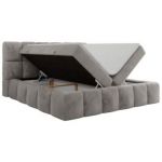 Łóżko kontynentalne NIRA 140x200 - H3 - jasnoszary, plusz