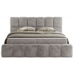 Łóżko kontynentalne NIRA 140x200 - H3 - jasnoszary, plusz