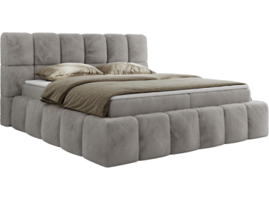 Łóżko kontynentalne NIRA 180x200 - H3 - jasnoszary, plusz