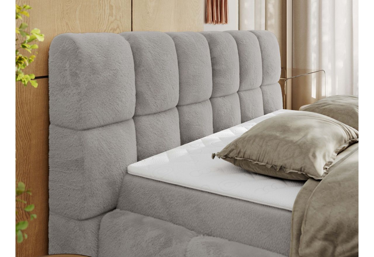 Łóżko kontynentalne NIRA 120x200 - H4 - jasnoszary, plusz