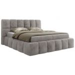 Łóżko kontynentalne NIRA 140x200 - H4 - jasnoszary, plusz