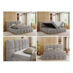 Łóżko kontynentalne NIRA 180x200 - H4 - jasnoszary, plusz