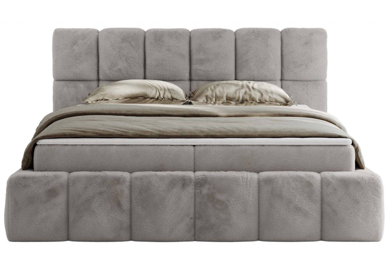 Łóżko kontynentalne NIRA 180x200 - H4 - jasnoszary, plusz